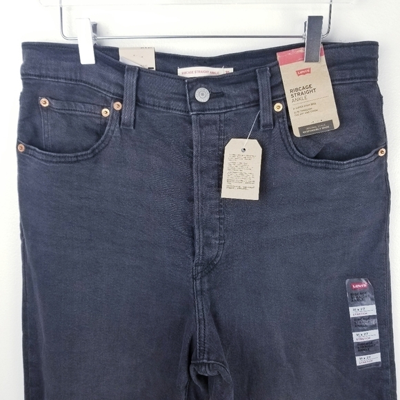 Levi's Black Ribcage Straight Ankle Button Fly Jeans NWT size 31x27 - Picture 3 of 11